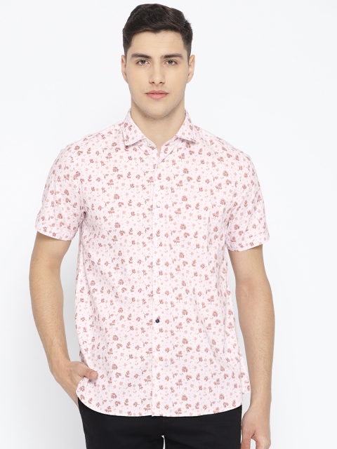 

Blackberrys Men Pink & Brown Slim Fit Printed Casual Shirt