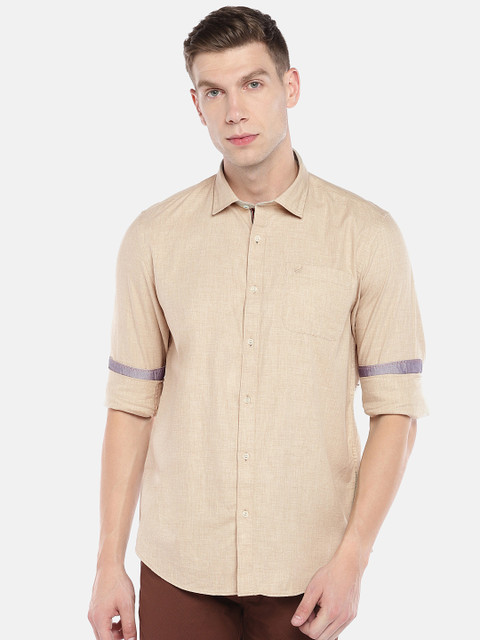 

Blackberrys Men Beige Slim Fit Solid Casual Shirt