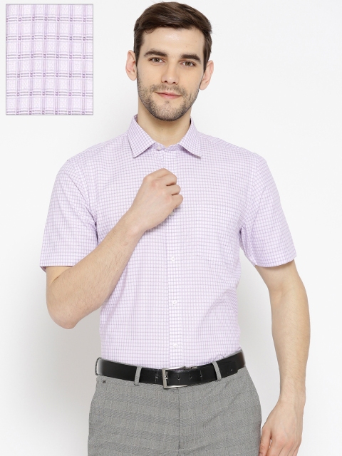 

Blackberrys Men Lavender & White Slim Fit Checked Formal Shirt