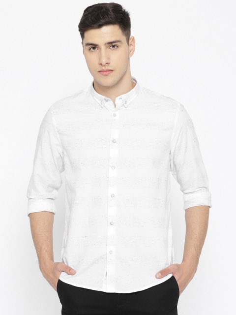 

Blackberrys Men White Slim Fit Striped Casual Shirt
