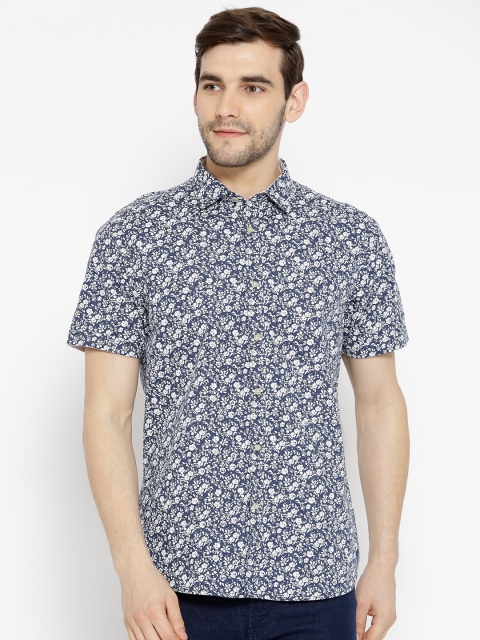 

Blackberrys Men Navy Blue & White Slim Fit Printed Casual Shirt