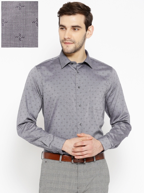 

Blackberrys Men Grey Slim Fit Self Design Formal Shirt