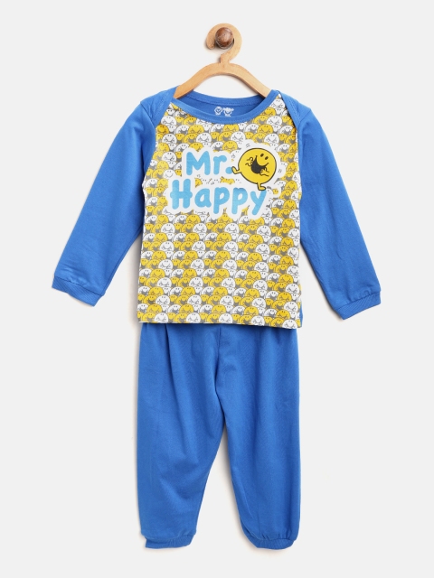 

Moms Love Boys Blue & Mustard Yellow Printed T-shirt with Pyjamas