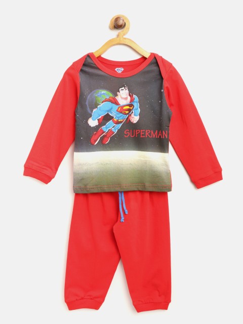 

Moms Love Boys Red & Navy Blue Printed T-shirt with Pyjamas