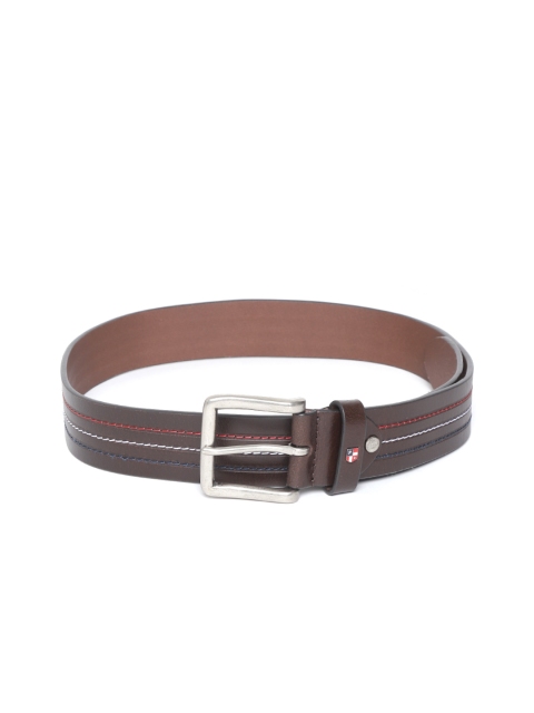

U.S. Polo Assn. Men Brown Leather Striped Belt