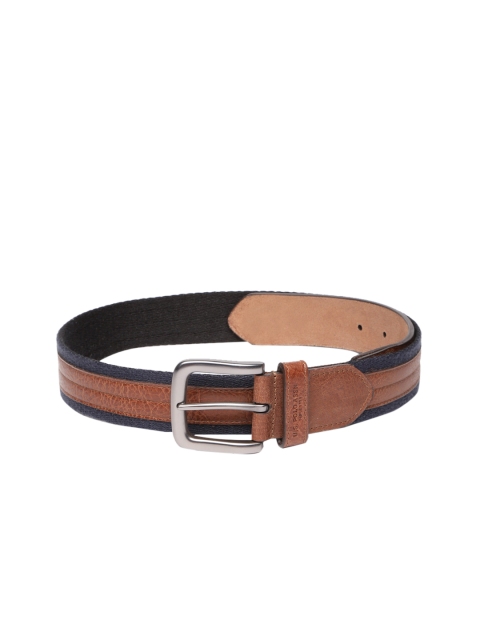 

U.S. Polo Assn. Men Navy Blue & Brown Colourblocked Leather Belt