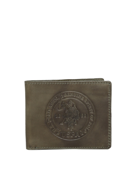 

U.S. Polo Assn. Men Olive Green Textured Two Fold Wallet