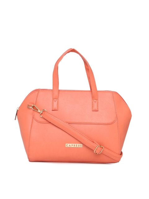 

Caprese Peach-Coloured Solid Handheld Bag