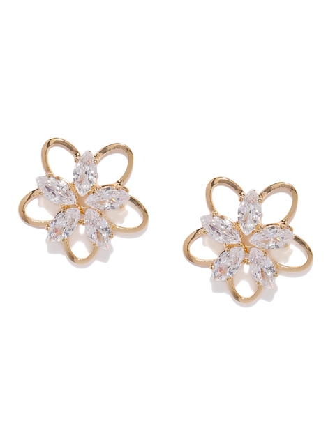 

Amavi Gold-Toned Cubic Zirconia Studded Floral Studs