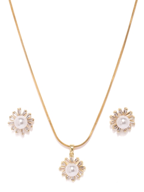 

Amavi Gold-Toned Thea CZ Stone-studded Jewellery Set