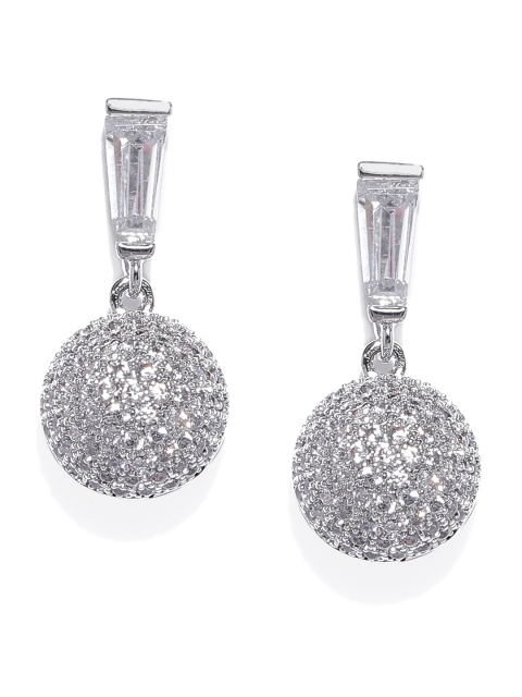 

Amavi Silver-Toned Spherical Cubic Zirconia Stones Drop Earrings