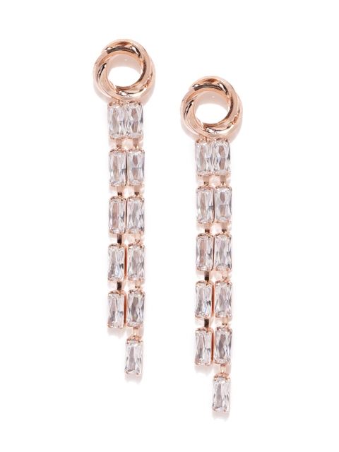 

Amavi Rose Gold & White Contemporary Drop Earrings