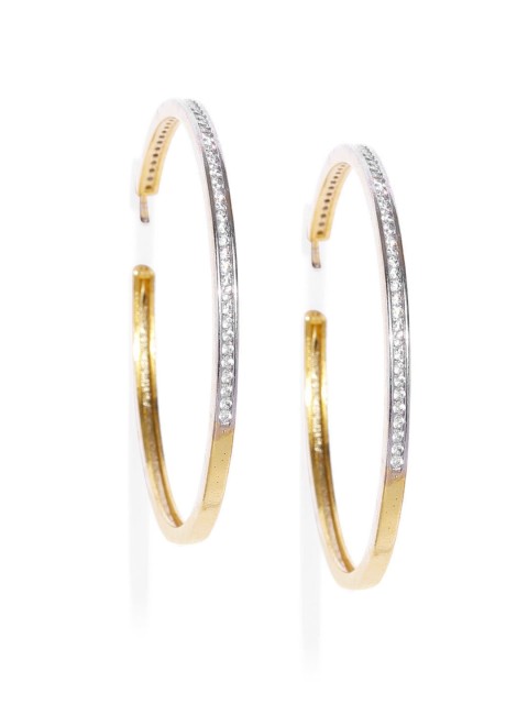 

Amavi Gold-Toned Circular Hoop Cubic Zirconia Stones Earrings