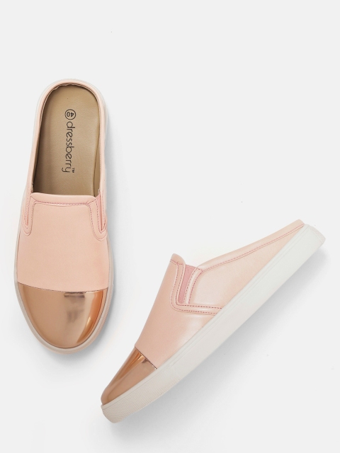 

DressBerry Women Peach-Coloured & Rose Gold Toned Colourblocked Slip-On Sneakers
