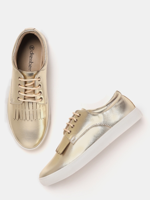 

DressBerry Women Gold-Toned Sneakers