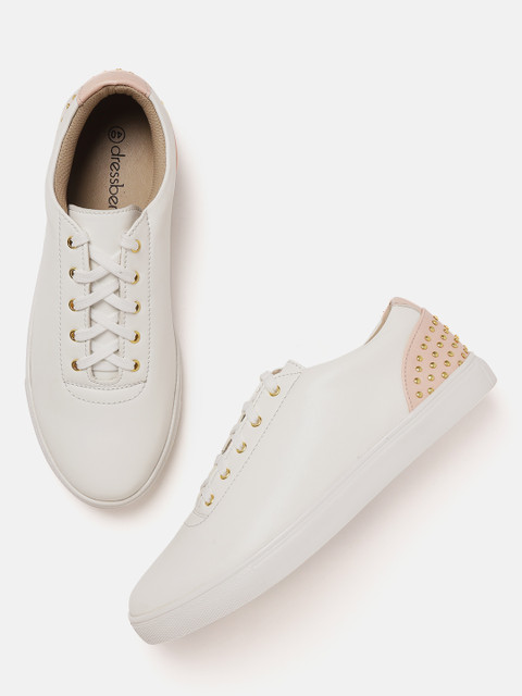 

DressBerry Women White Studded Detail Sneakers
