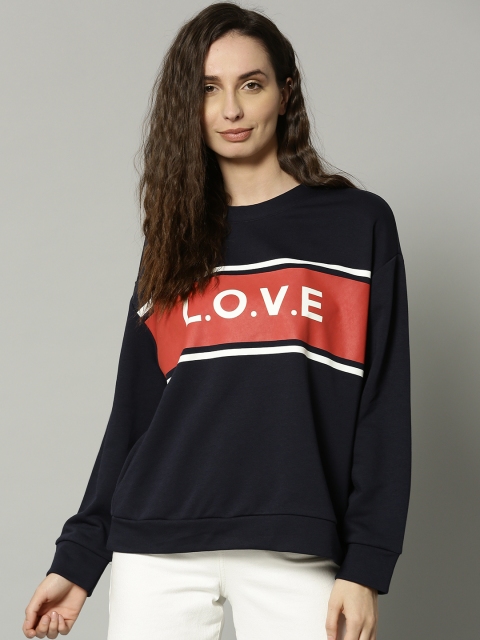 

Marks & Spencer Women Navy Blue Printed Sweatshirt