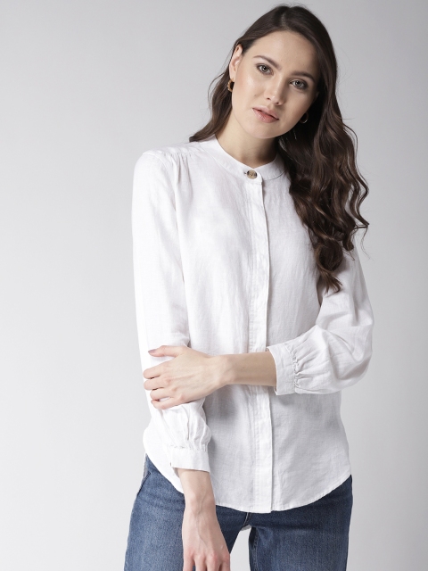 

Marks & Spencer Women White Regular Fit Solid Linen Casual Shirt