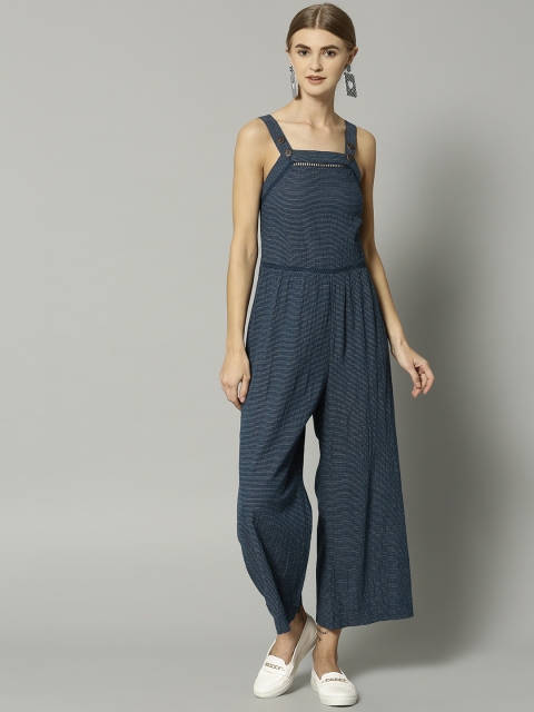 

Marks & Spencer Navy Blue & White Striped Basic Jumpsuit