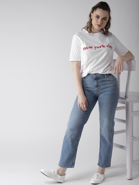 

Marks & Spencer Women White Printed Round Neck T-shirt