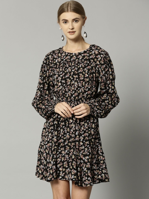 

Marks & Spencer Women Black Printed Fit and Flare Dress
