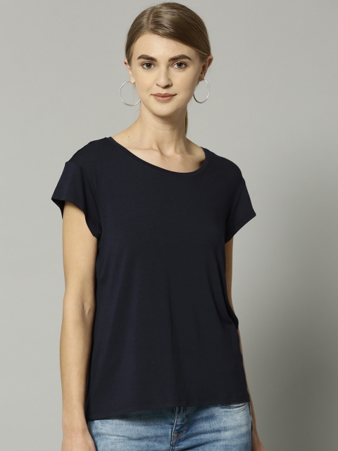 

Marks & Spencer Women Navy Blue Solid Round Neck T-shirt