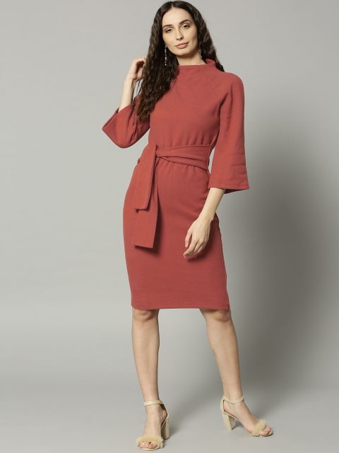 

Marks & Spencer Women Rust Red Solid Sheath Dress