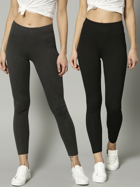 

Marks & Spencer Women Pack of 2 Solid Cropped Leggings, Black