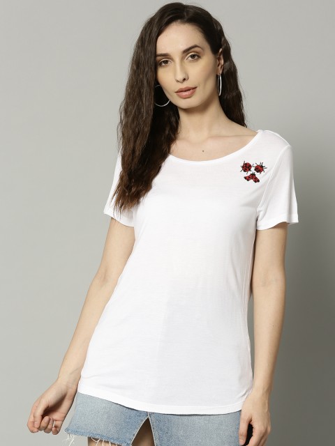 

Marks & Spencer Women White Solid Round Neck T-shirt