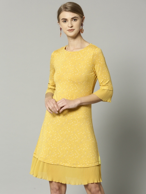 

Marks & Spencer Women Mustard Printed A-Line Dress