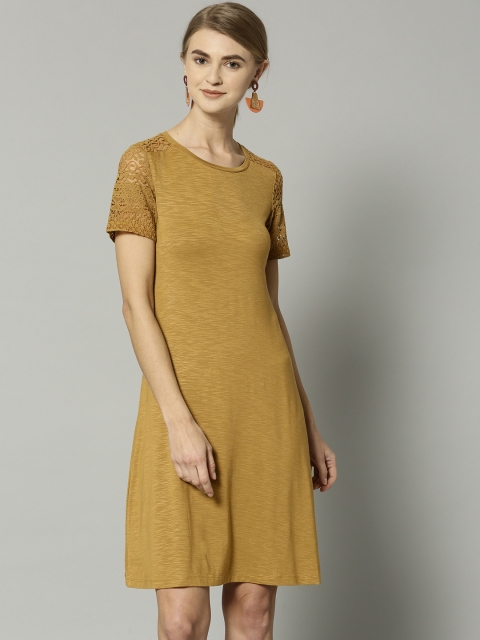 

Marks & Spencer Women Mustard Solid A-Line Dress