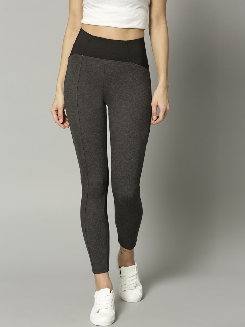 

Marks & Spencer Women Charcoal Grey Solid High-Rise Cropped Treggings