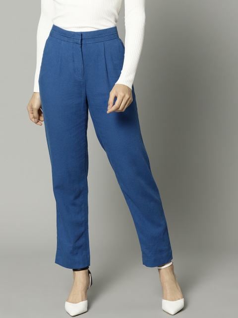 

Marks & Spencer Women Blue Tapered Fit Solid Regular Trousers