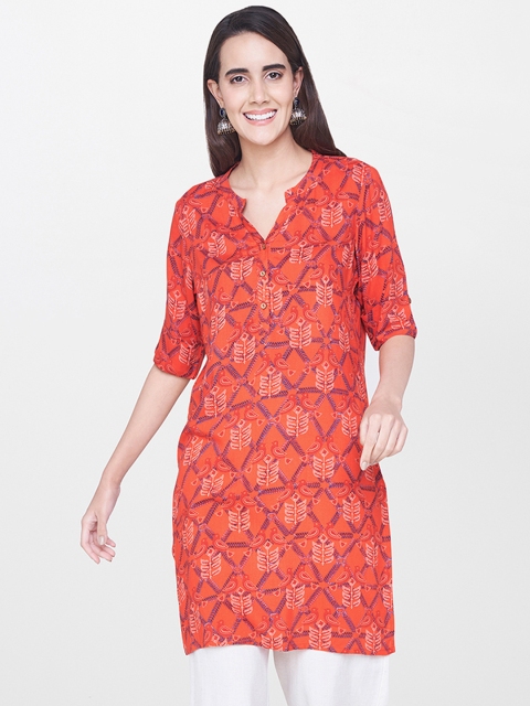 

Global Desi Red Printed Kurta