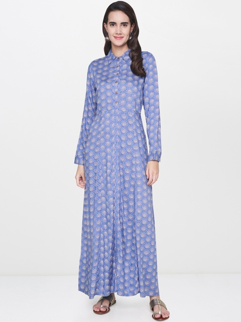 

Global Desi Women Blue Printed Maxi Dress