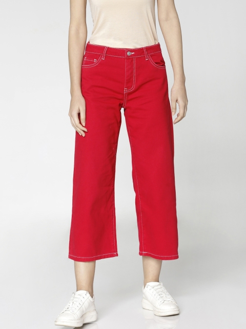 

ONLY Women Red Sonny Relaxed Fit High-Rise Clean Look Jeans