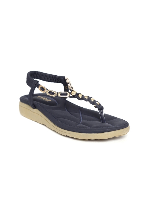 

CERIZ Women Navy Blue Solid Leather Ballerinas