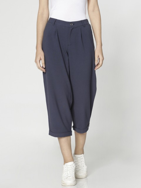 

ONLY Women Blue Loose Fit Solid Culottes