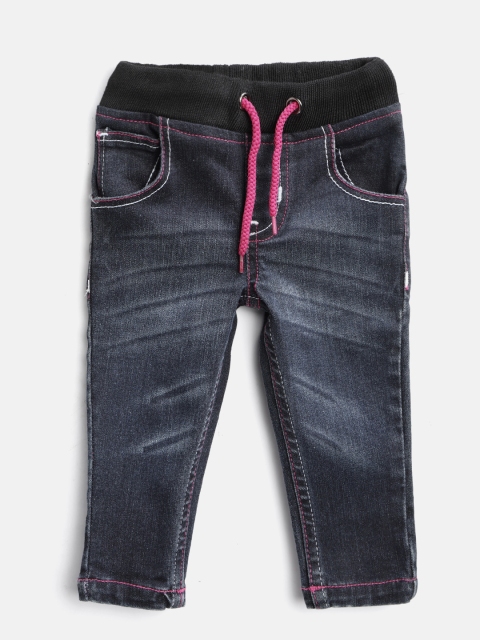 

612 league Girls Navy Blue Regular Fit Mid-Rise Clean Look Stretchable Jeans
