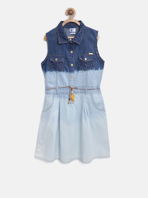 

612 league Girls Blue Dyed Fit and Flare Dress