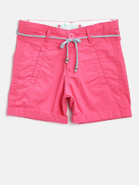 

612 league Girls Pink Solid Regular Fit Shorts
