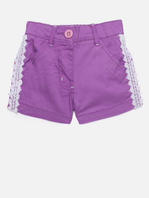 

612 league Girls Purple Embellished Regular Fit Regular Shorts