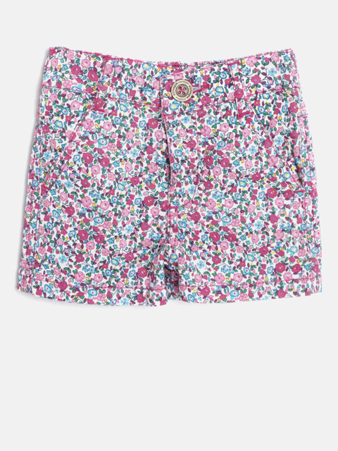 

612 league Girls Pink & Blue Printed Regular Fit Shorts