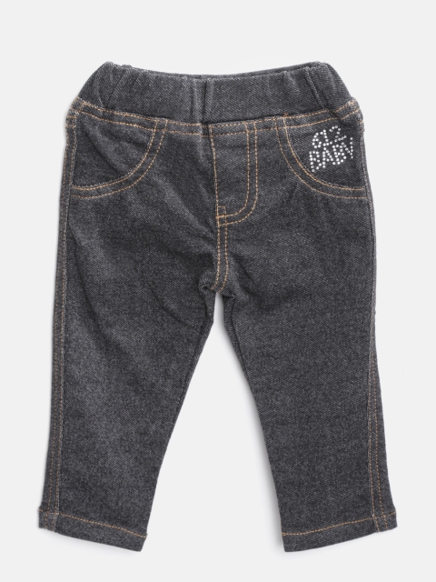 

612 league Girls Black Solid Treggings