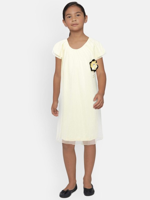 

612 league Girls Off-White Solid A-Line Dress