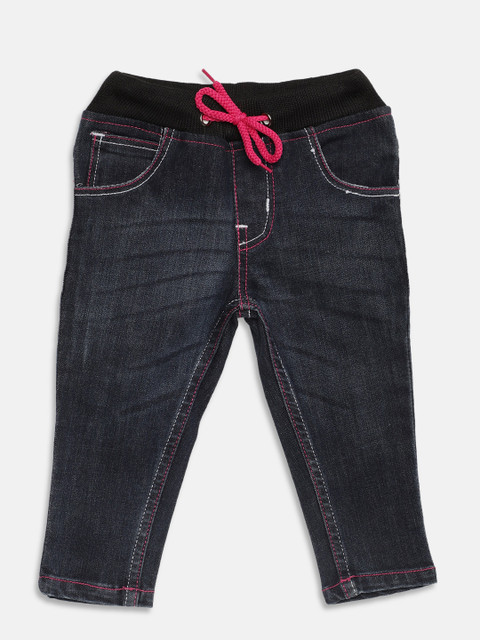 

612 league Girls Navy Blue Regular Fit Mid-Rise Clean Look Stretchable Jeans