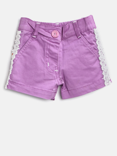 

612 league Girls Purple Solid Regular Fit Shorts