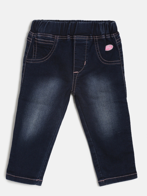 

612 league Girls Navy Blue Regular Fit Mid-Rise Clean Look Jeans