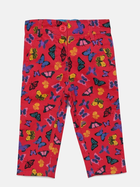 

612 league Girls Red Printed Regular Trousers