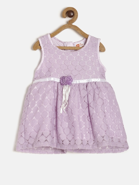 

612 league Girls Lavender Self Design A-Line Dress